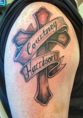 Cross Symbol Shoulder Tats
